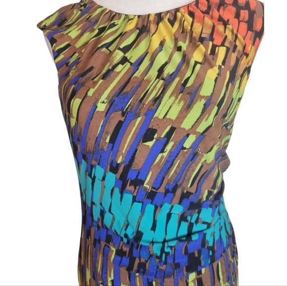 Ellen Tracy Colorful Print Sleeveless Dress Size Small - Picture 2 of 4